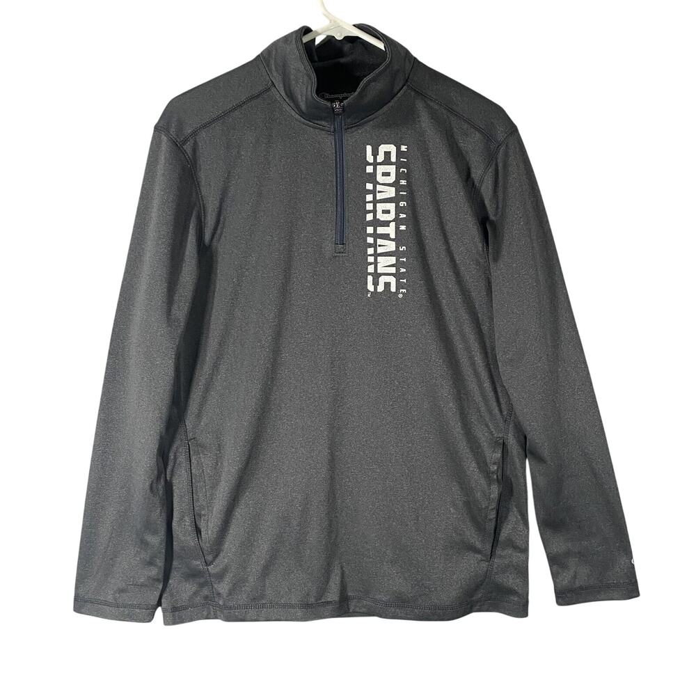 Champion Michigan State Spartans MSU 1/4 Zip Sweatshirt Gray Mens Medium